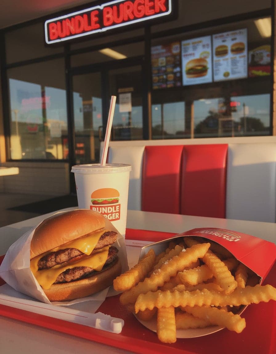 Food/drink on the table at Bundle Burger.