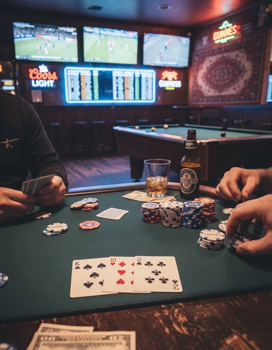 Close-up: Poker night at The Rug Pub.