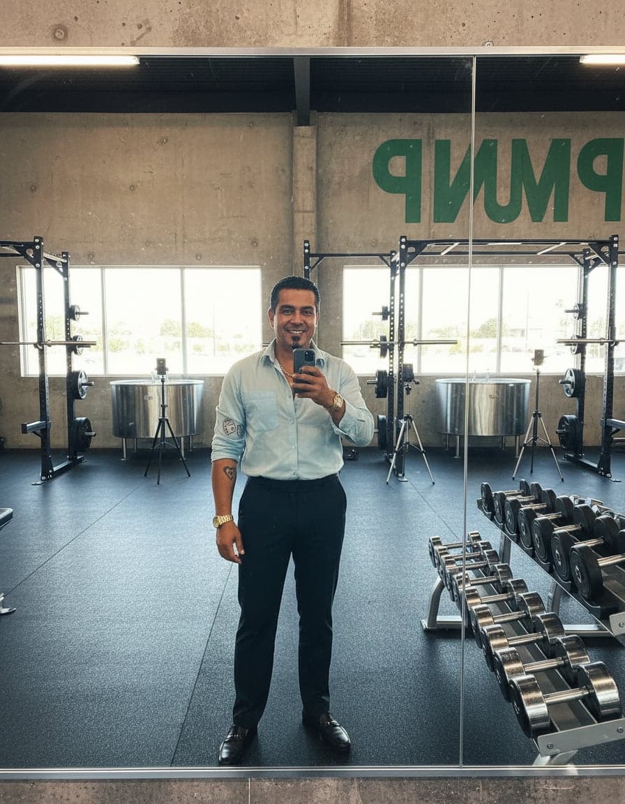 Mirror selfie of Vinnie Russo at Pump Fitness.