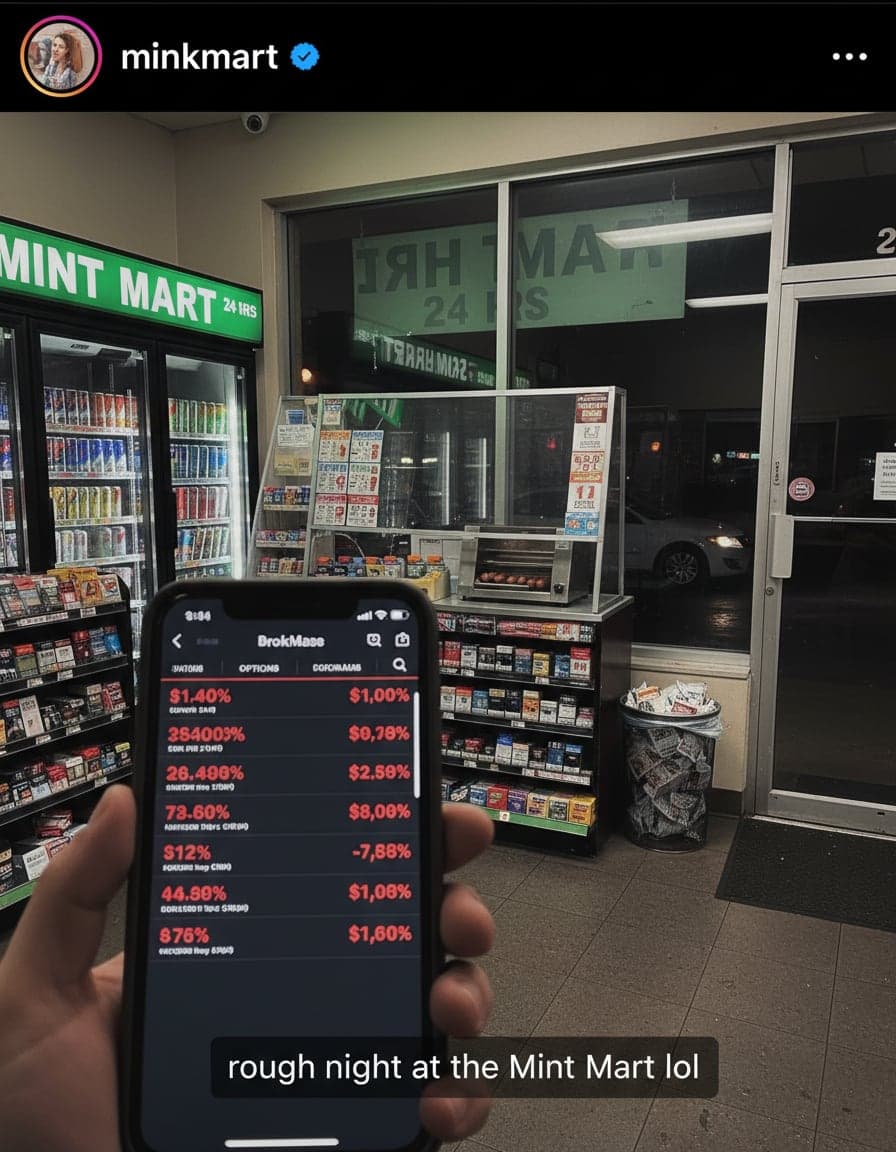 phone screenshot of a brokerage app showing options positions deep in the red