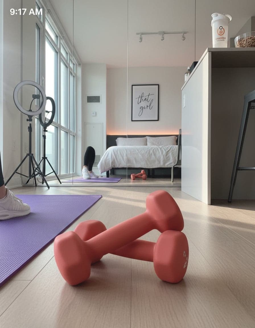 Close-up: weightlifting at Orangie Condos, Unit 11.