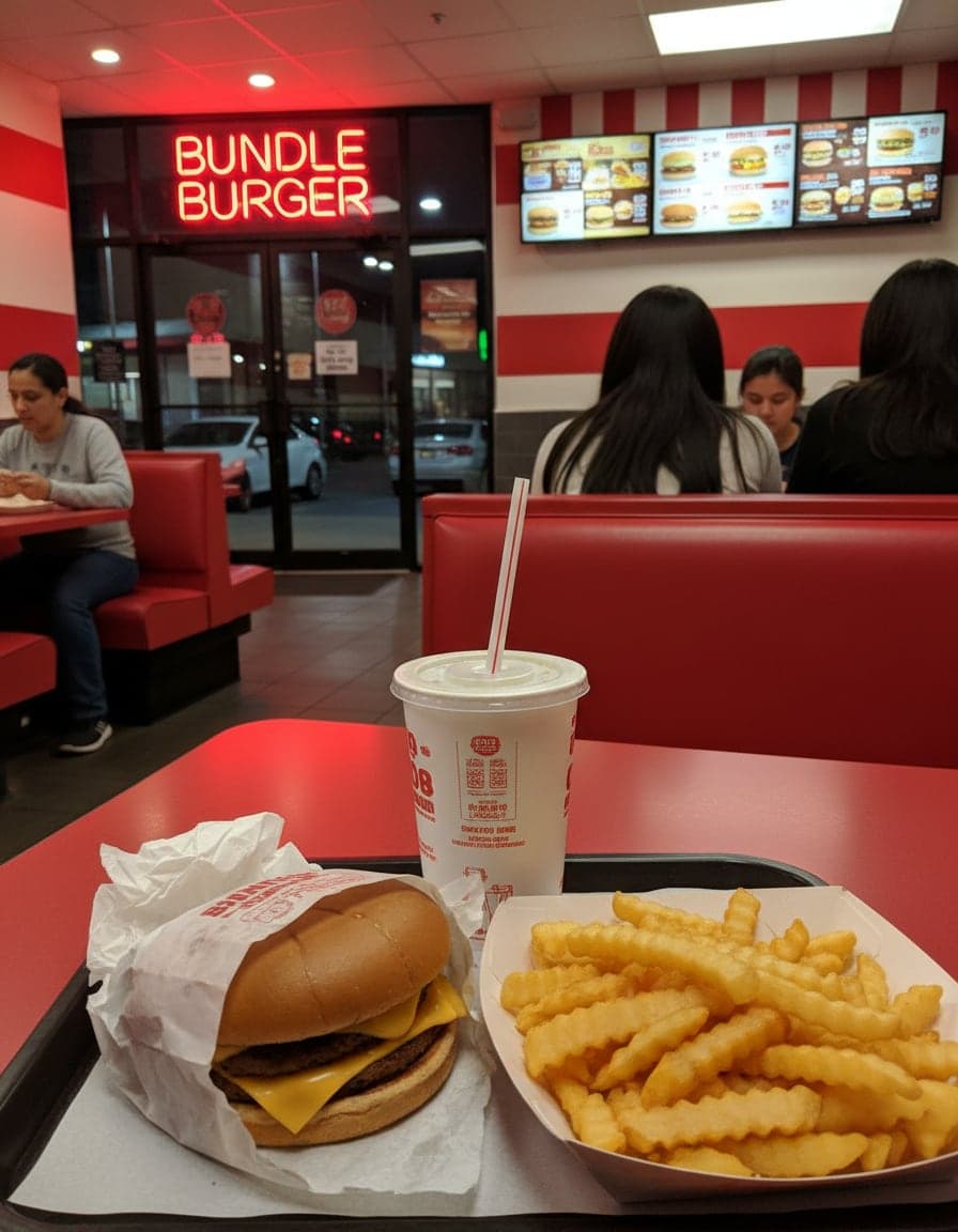 Food/drink on the table at Bundle Burger.