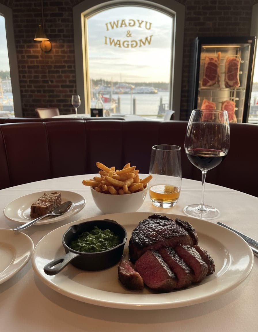 Food/drink on the table at Wagyu & Wagmi.