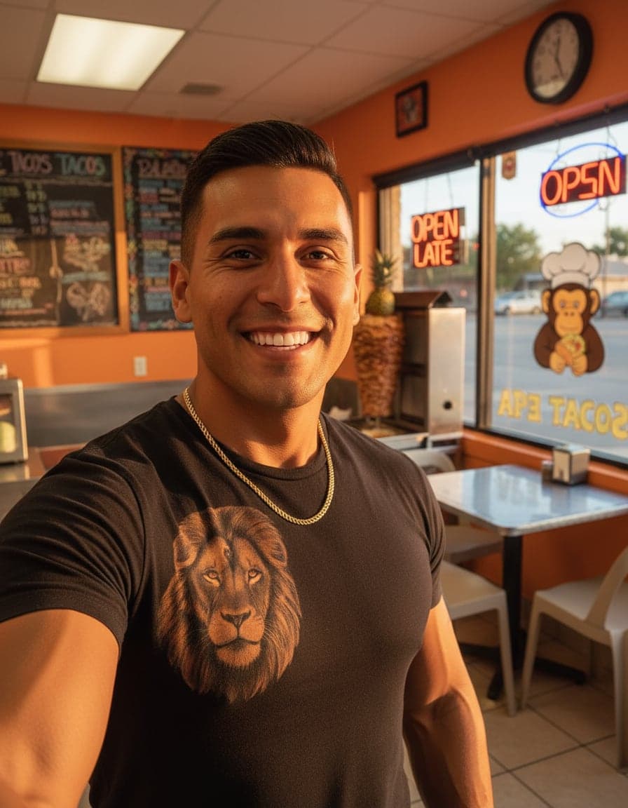 Selfie of Chad Romero at Ape Tacos.