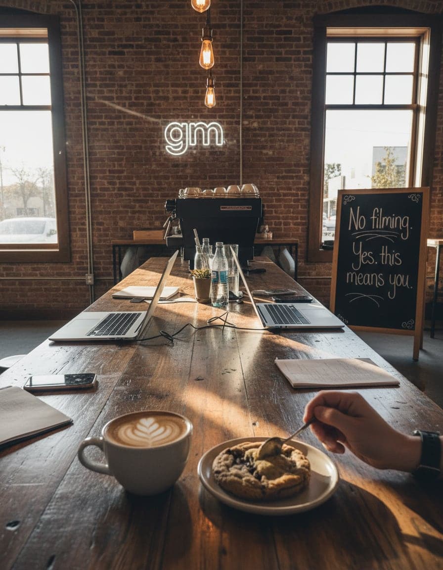 Food/drink on the table at GM Coffee.
