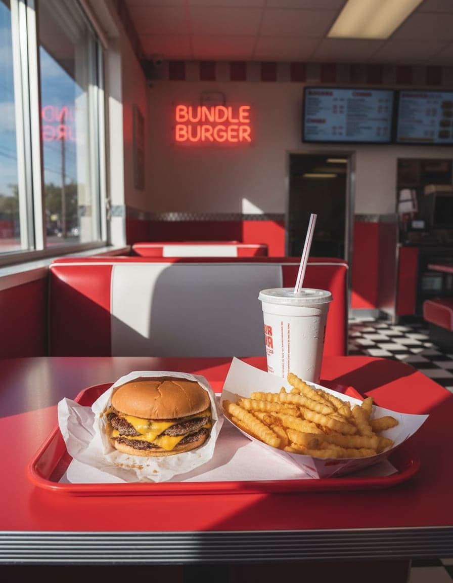 Food/drink on the table at Bundle Burger.