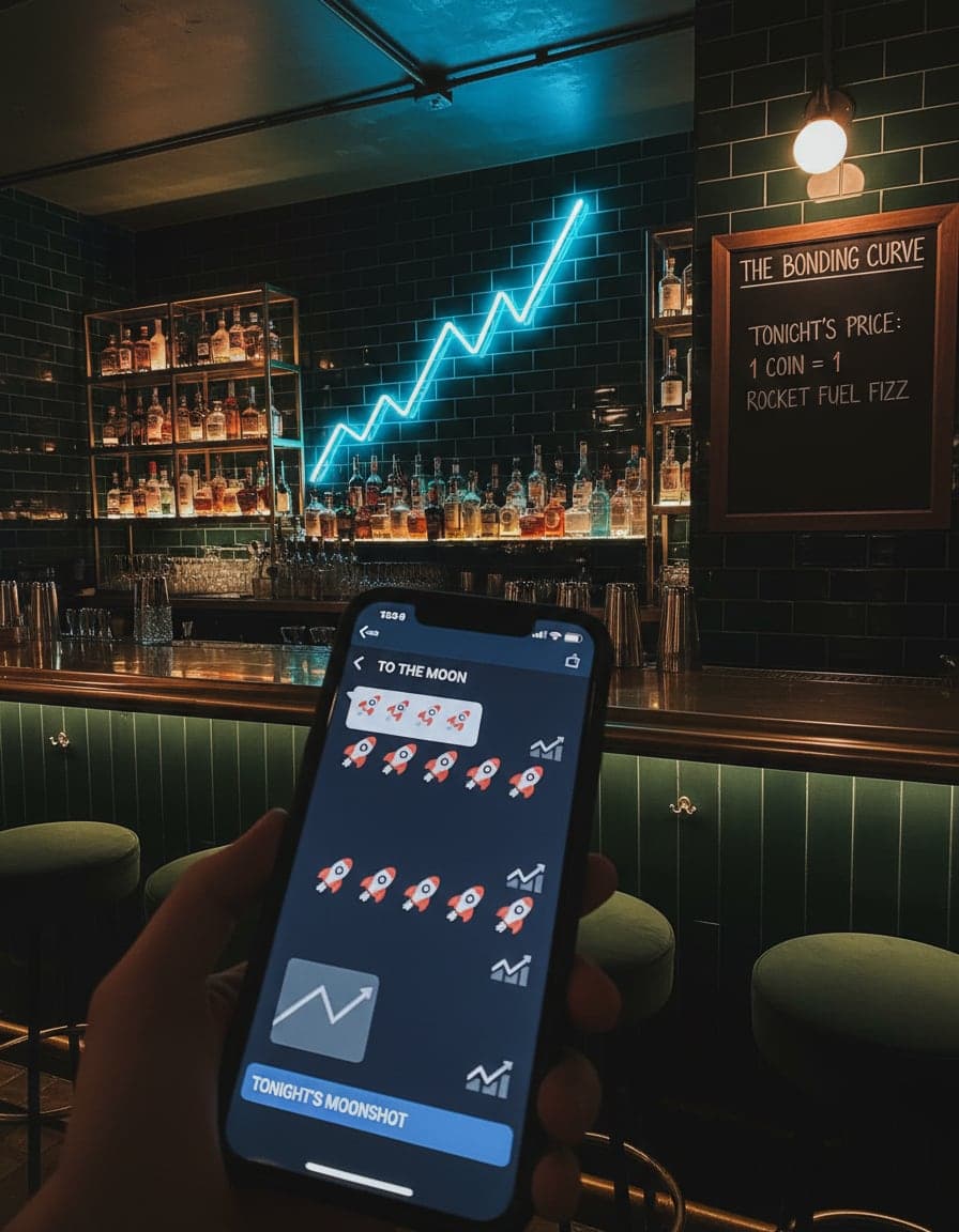 phone screenshot of a group chat full of rocket emojis and a chart